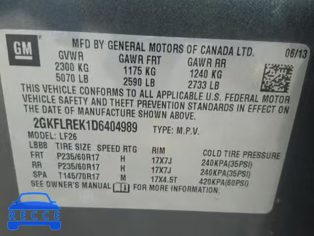 2013 GMC TERRAIN 2GKFLREK1D6404989 image 9