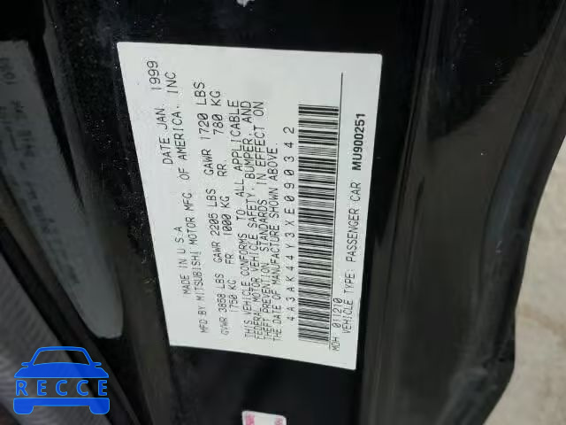 1999 MITSUBISHI ECLIPSE 4A3AK44Y3XE090342 image 9
