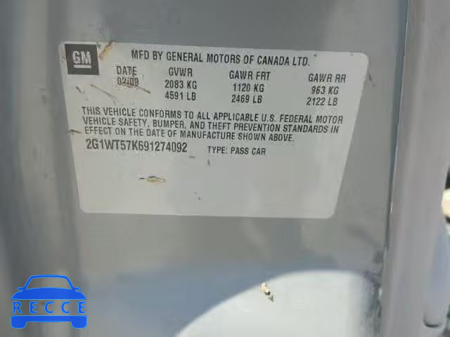 2009 CHEVROLET IMPALA 2G1WT57K691274092 image 9