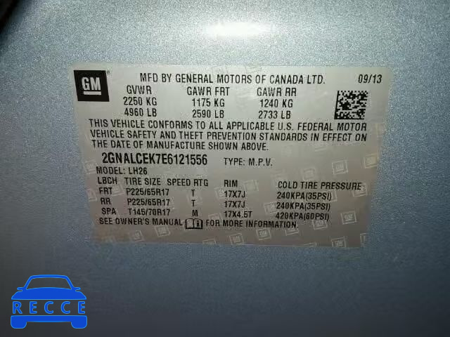 2014 CHEVROLET EQUINOX 2GNALCEK7E6121556 image 9