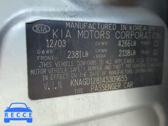 2004 KIA OPTIMA KNAGD128145309655 image 9