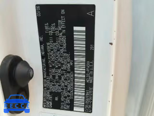 2006 TOYOTA SIENNA 5TDZA23C86S483801 image 9