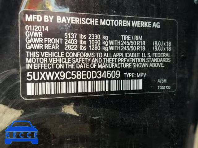 2014 BMW X3 5UXWX9C58E0D34609 image 9