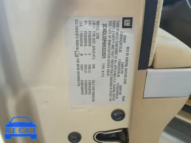 2008 CHEVROLET EQUINOX 2CNDL33F686333828 зображення 9