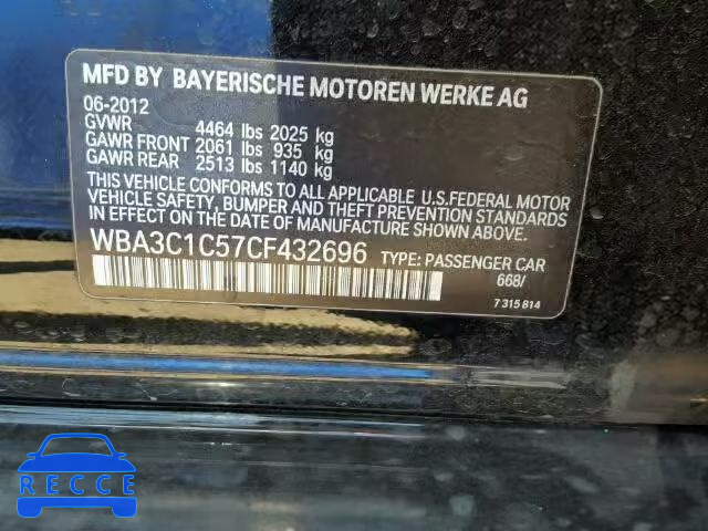 2012 BMW 328 WBA3C1C57CF432696 зображення 9
