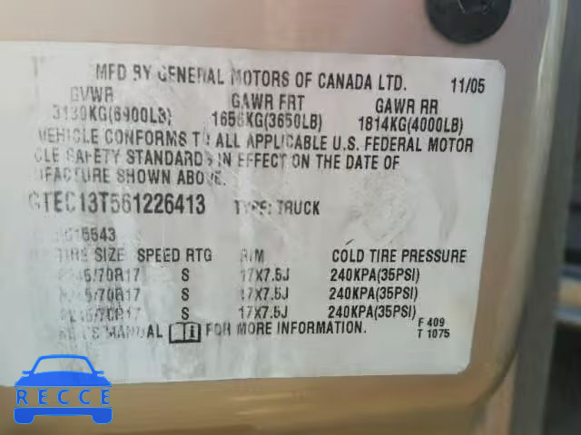 2006 GMC NEW SIERRA 2GTEC13T561226413 image 9