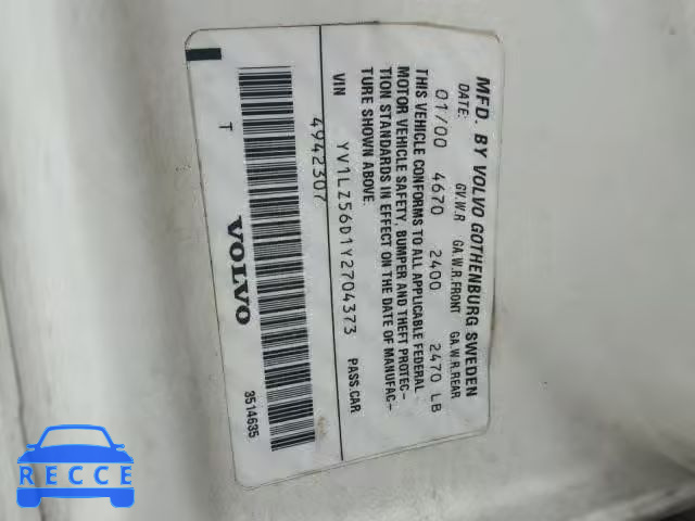 2000 VOLVO V70 YV1LZ56D1Y2704373 Bild 9