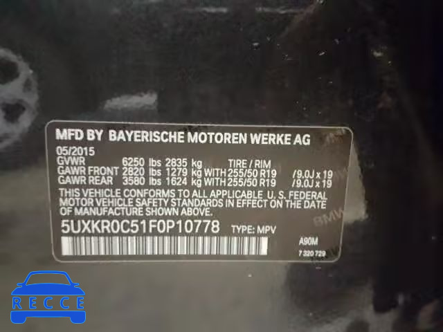 2015 BMW X5 5UXKR0C51F0P10778 зображення 9
