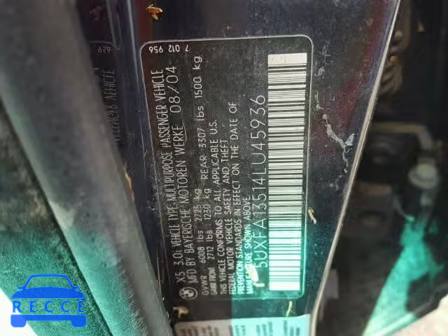 2004 BMW X5 5UXFA13514LU45936 image 9