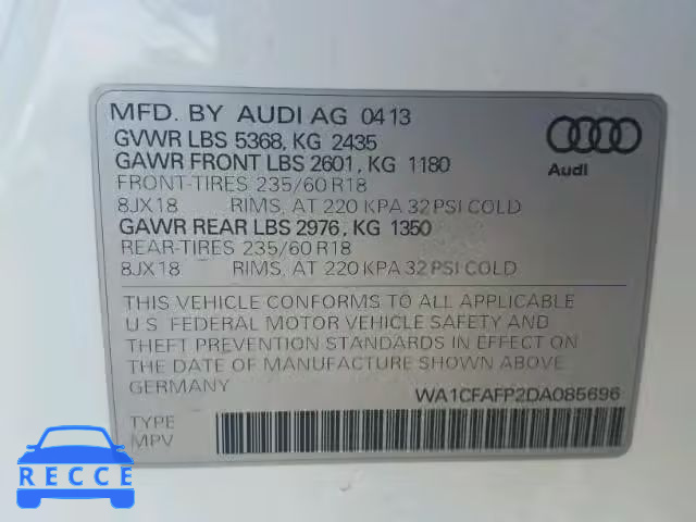 2013 AUDI Q5 WA1CFAFP2DA085696 image 9