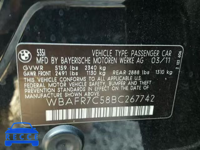 2011 BMW 535 WBAFR7C58BC267742 image 9