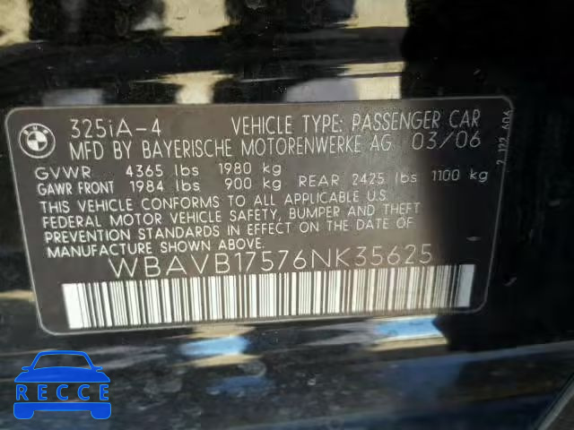 2006 BMW 325 WBAVB17576NK35625 image 9