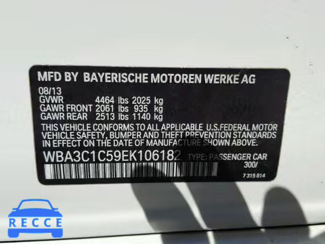2014 BMW 328 WBA3C1C59EK106182 зображення 9