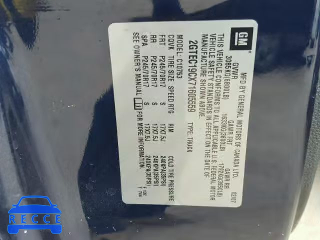 2007 GMC NEW SIERRA 2GTEC19CX71605559 Bild 9