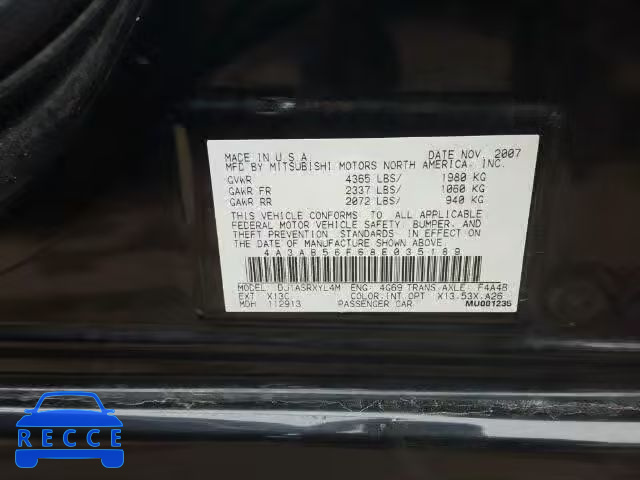 2008 MITSUBISHI GALANT 4A3AB56F68E035189 image 9