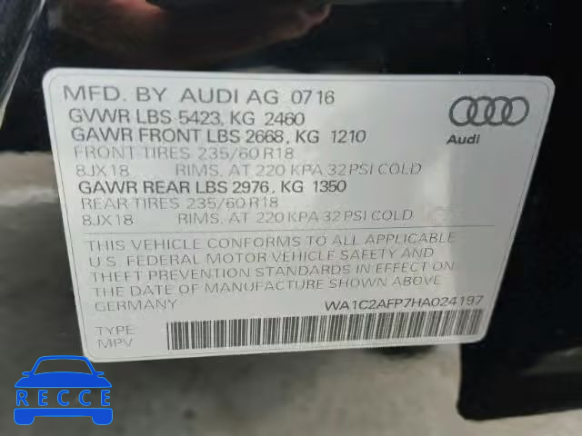 2017 AUDI Q5 WA1C2AFP7HA024197 Bild 9