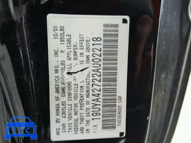 2002 ACURA 3.2CL 19UYA42722A002218 image 9
