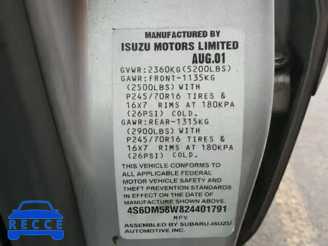 2002 HONDA PASSPORT 4S6DM58W824401791 image 9
