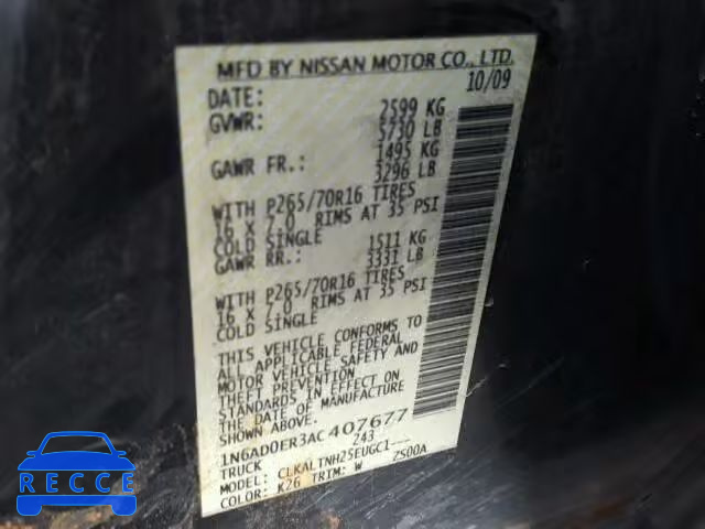 2010 NISSAN FRONTIER 1N6AD0ER3AC407677 image 9