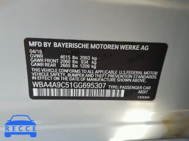 2016 BMW 428 WBA4A9C51GG695307 зображення 9