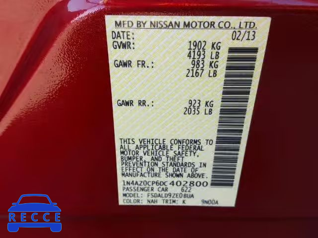 2013 NISSAN LEAF 1N4AZ0CP6DC402800 image 9