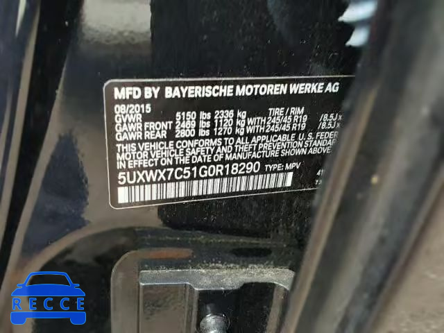 2016 BMW X3 5UXWX7C51G0R18290 image 9