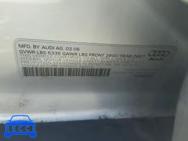 2005 AUDI A6 WAUDL74F75N096278 image 9