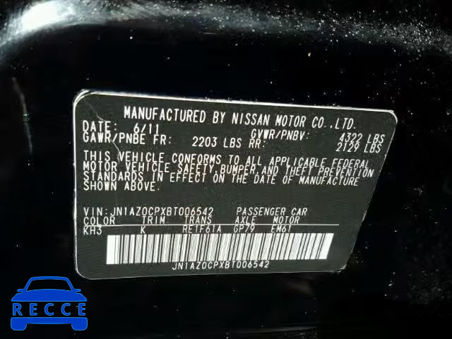 2011 NISSAN LEAF JN1AZ0CPXBT006542 зображення 9