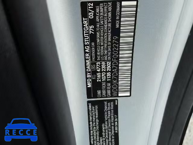 2013 MERCEDES-BENZ SL WDDJK7DA7DF002279 image 9