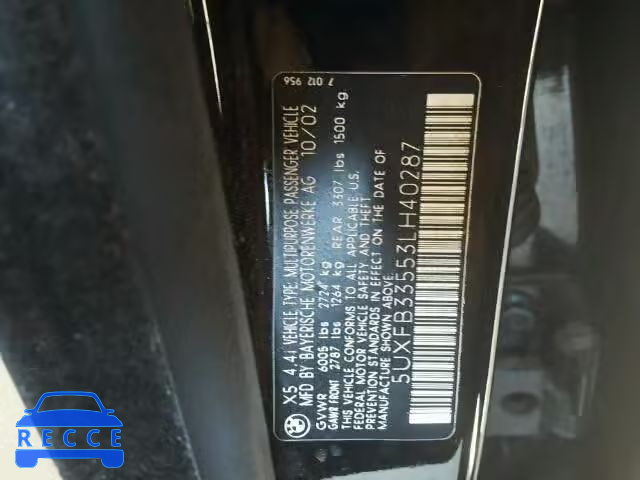 2003 BMW X5 5UXFB33553LH40287 image 9