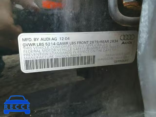 2005 AUDI A6 WAUDG74F75N081283 Bild 9