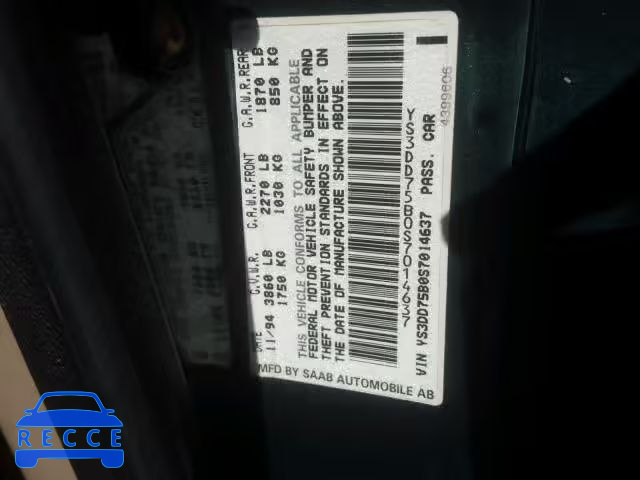 1995 SAAB 900 YS3DD75B0S7014637 image 9