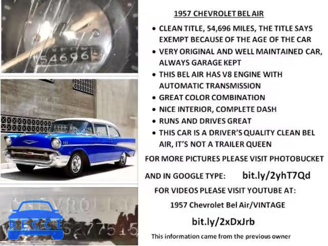 1957 CHEVROLET BEL AIR VC57S277515 image 10