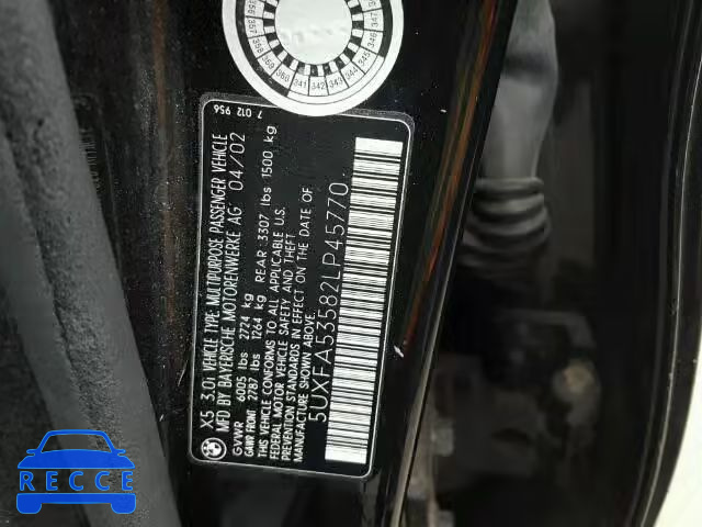 2002 BMW X5 5UXFA53582LP45770 image 9