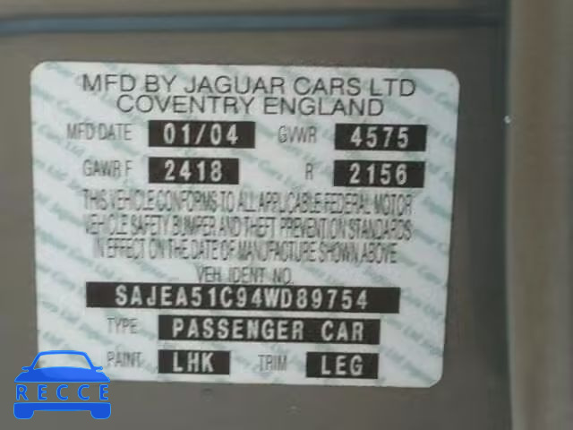 2004 JAGUAR X-TYPE SAJEA51C94WD89754 image 9