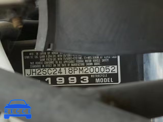 1993 HONDA CBR1000 JH2SC2418PM200052 зображення 9
