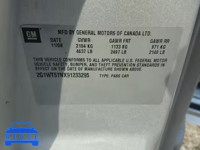 2009 CHEVROLET IMPALA 2G1WT57NX91233295 image 9