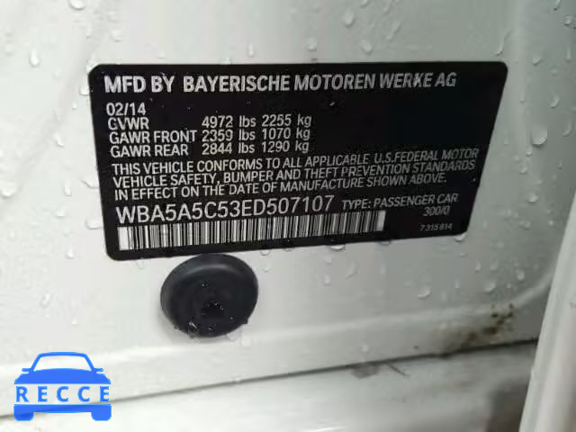 2014 BMW 528 WBA5A5C53ED507107 зображення 9