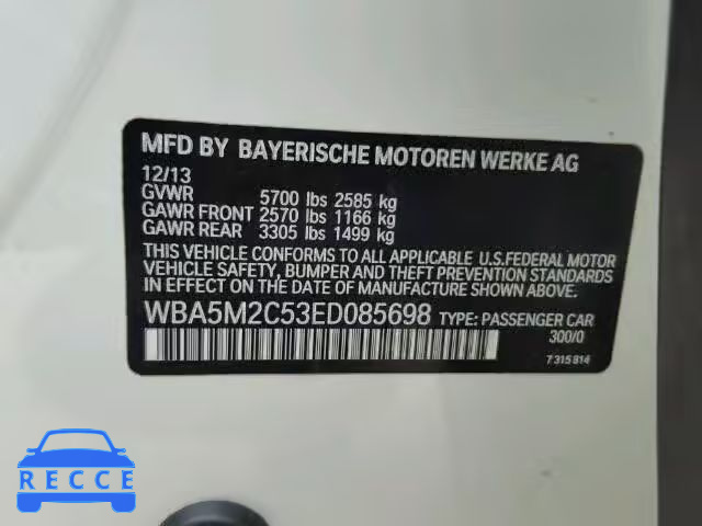 2014 BMW 535 WBA5M2C53ED085698 image 9