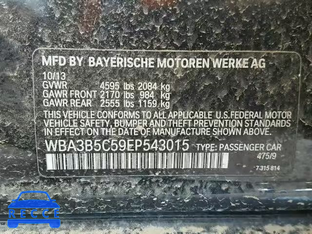 2014 BMW 328 WBA3B5C59EP543015 зображення 9