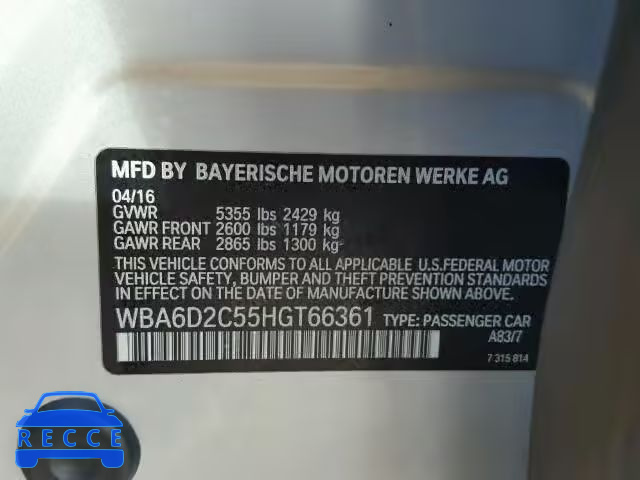 2017 BMW 640 WBA6D2C55HGT66361 image 9