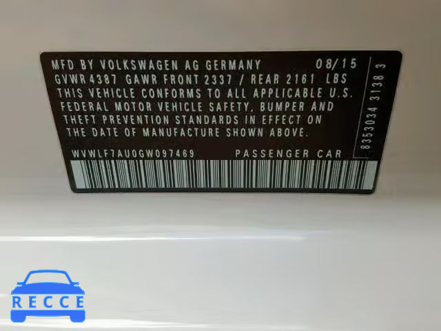 2016 VOLKSWAGEN GOLF R WVWLF7AU0GW097469 зображення 9