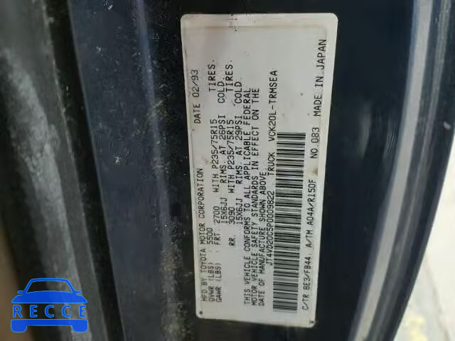 1993 TOYOTA T100 JT4VD20C5P0009822 image 9