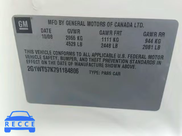 2009 CHEVROLET IMPALA 2G1WT57K791184806 image 9