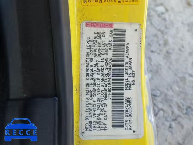 2002 LEXUS IS JTHBD192420044902 image 9