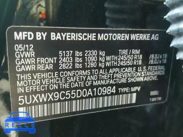 2013 BMW X3 5UXWX9C55D0A10984 зображення 9