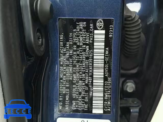 2014 TOYOTA CAMRY 4T4BF1FKXER391875 image 9