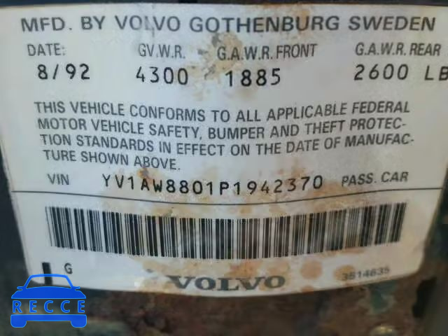 1993 VOLVO 240 YV1AW8801P1942370 image 9