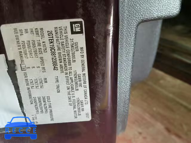 2008 GMC SIERRA 2GTEK19C881236642 image 9