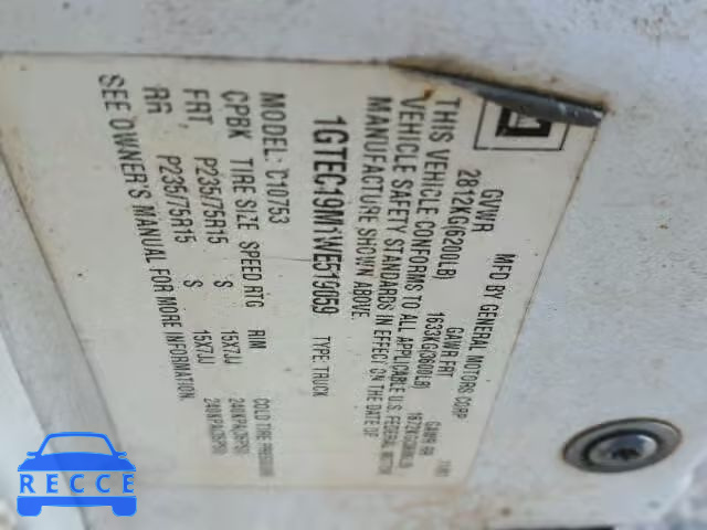 1998 GMC SIERRA 1GTEC19M1WE519059 image 9